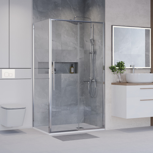 Душевой уголок Niagara Nova NG-64-13A-A80-34 130х80 стекло прозрачное профиль хром глянцевый без поддона - фото 2