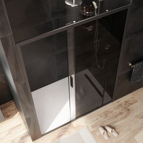 Душевая дверь Am.Pm Gem W90G-140-1-195BG 140х195 стекло прозрачное профиль черный - фото 3