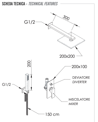 Душевая система Remer Absolute AU09S02O20 встраиваемая в стену - фото 2