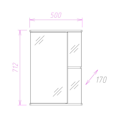 Зеркало-шкаф Onika Карина 205012 50х17х71 подвесной - фото 3