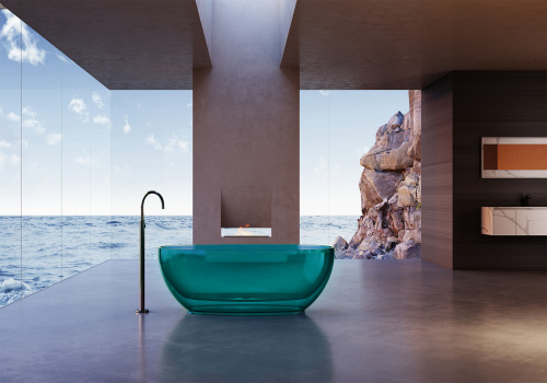 Ванна полиэфирная смола Abber Kristall AT9703Aquamarin 170х78 отдельностоящая овальная - фото 2