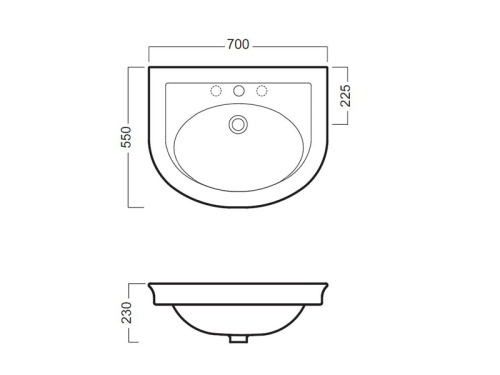 Раковина из санфаянса Hatria DOLCEVITA Y0EX01 70х55 подвесная цвет белый - фото 3