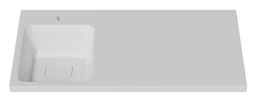 Раковина мебельная из литьевого мрамора Misty Kamilla 100 левая 4627173210577 100х48 над стиральной машиной цвет белый 1 отверстие под смеситель - фото 4