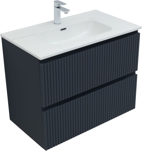 Тумба под раковину Aquanet Джейн (Flat) 00335429 80х46х64 подвесная цвет синий - фото 2