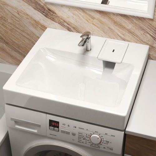 Раковина из искуственного мрамора Reflexion Kappa RX6060KA 58x60 над стиральной машиной цвет белый 1 отверстие под смеситель - фото 2