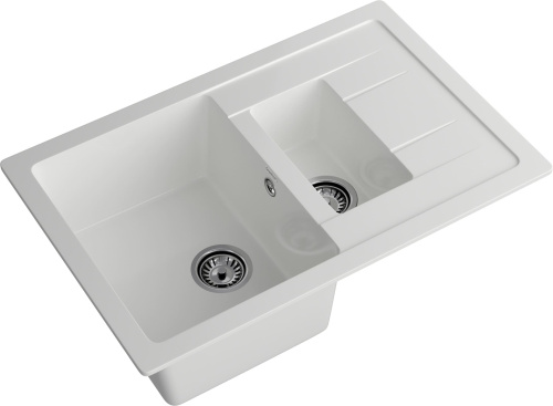 Кухонная мойка Granfest Quadro Q-775KL иней 77х50 цвет белый поверхность матовая - фото 2