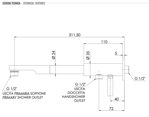 Кронштейн для верхнего душа Remer N348ND30 хром - фото 2