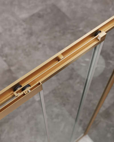 Душевая дверь Cezares MOLVENO MOLVENO-BF-3-90-C-BORO-IV 90х195 стекло прозрачное профиль золото брашированное - фото 3