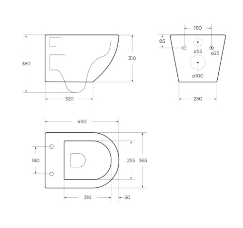 Чаша унитаза подвесная Cezares RELAX CZR-38088-49-TH-TOR/SC цвет белый без сиденья безободковая смыв торнадо - фото 4