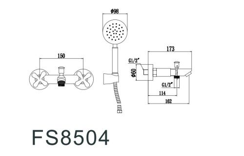 Смеситель для ванны и душа Fmark FS8504 настенный сатин - фото 2