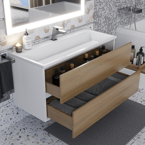 Раковина из литьевого мрамора Uperwood Barsa 293020531 100х45 полувстраиваемая цвет белый - фото 3