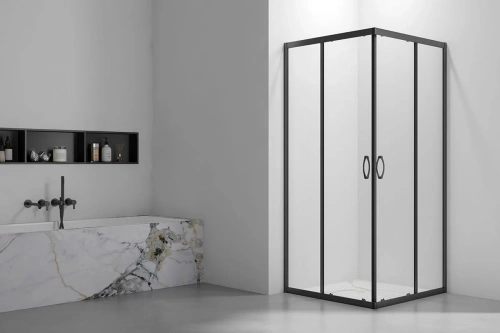 Душевой уголок Veconi Rovigo RV101B-8090-01-C4 90х80 стекло прозрачное профиль черный без поддона - фото 2