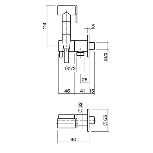 Гигиенический душ QuadroDesign ID026AS нержавеющая сталь - фото 2