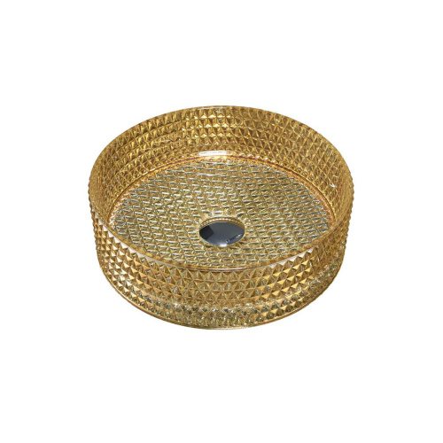 Раковина стеклянная Vincea VBS-5GL05 40х40 накладная цвет золото без отверстий под смеситель - фото 2