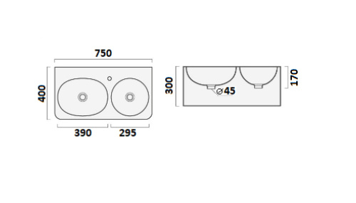 Раковина из сантехнического фарфора Cerutti SPA СТ9699 75х40 подвесная цвет белый 1 отверстие под смеситель - фото 3