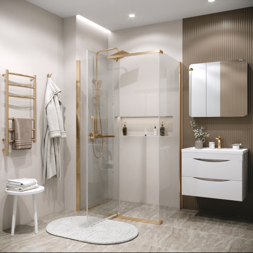 Душевой уголок Grossman Pragma 120.K33.03.1290.32.00 120х90 стекло прозрачное профиль золото матовое без поддона - фото 5