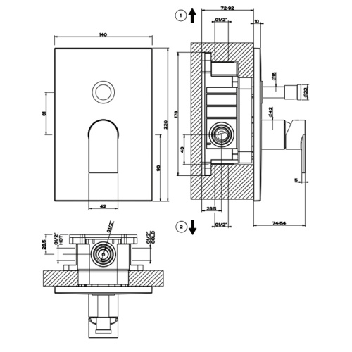 Смеситель Gessi Emporio Via manzoni 44634#299 встраиваемый в стену черный - фото 2
