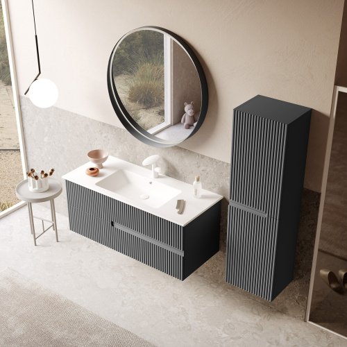 Шкаф-пенал Orka Moonlight 3001322 40х27х138 подвесной цвет антрацит матовый - фото 4