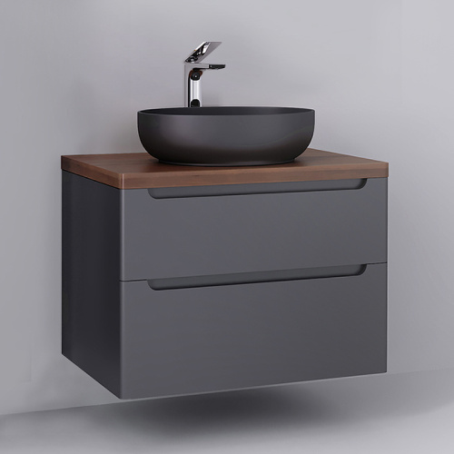 Тумба под раковину Jorno WOOD wood.01.80/P/GR 80х52х56 подвесная цвет серый - фото 2