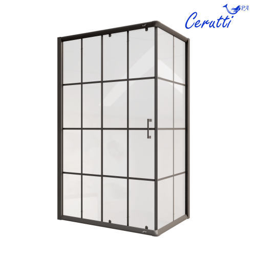 Душевой уголок Cerutti SPA MUZA120 N 80х120 стекло прозрачное с рисунком профиль черный без поддона - фото 2