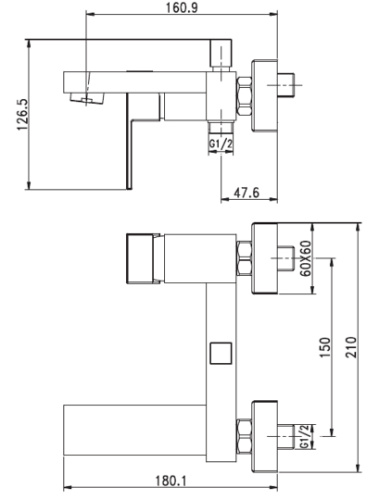 Смеситель для ванны с душем Aquanet Blanco AF420-20W настенный белый - фото 3