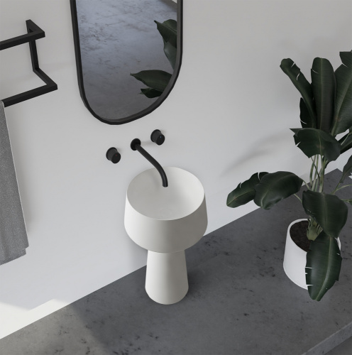 Раковина из искусственного камня Abber STEIN AS2508 50х50 напольная цвет белый матовый без отверстий под смеситель - фото 3