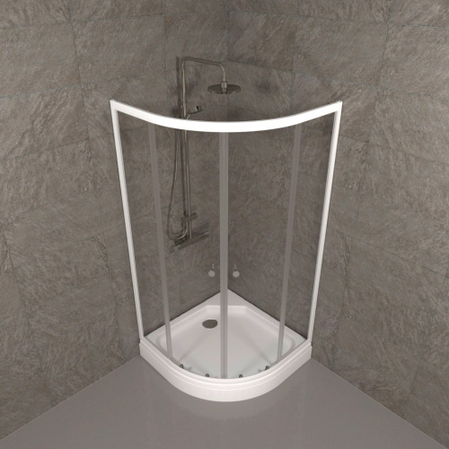 Душевой уголок Тритон Ультра Щ0000061806 90х90 стекло прозрачное профиль белый с поддоном - фото 4