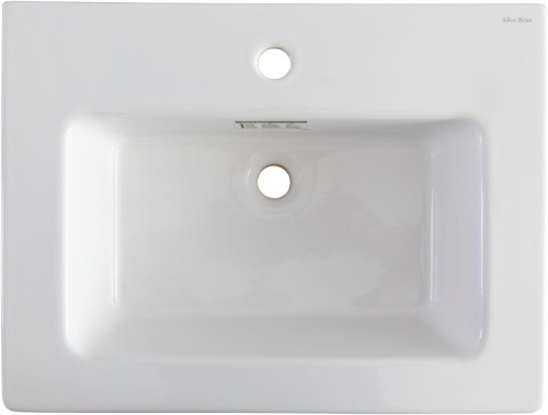 Раковина керамическая Allen Brau Fantasy 4.11023.20 62х47 полувстраиваемая цвет белый 1 отверстие под смеситель - фото 2
