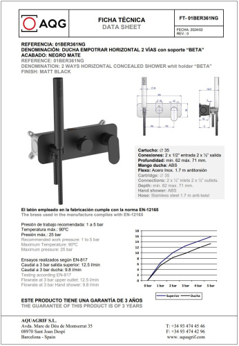 Душевая система AQG Beta 19BETER24105 встраиваемая цвет черный матовый - фото 2
