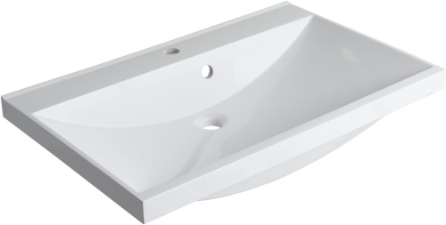 Раковина из литьевого мрамора Aquanet Нота 00281221 75х48 полувстраиваемая цвет белый 1 отверстие под смеситель - фото 2
