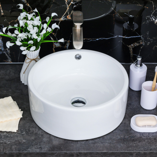 Раковина из сантехнического фарфора Melana 7076-805 42х42 накладная цвет белый без отверстий под смеситель - фото 3