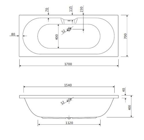 Ванна акриловая Cezares CALISTO CALISTO-170-70-45-W37 170х70 пристенная прямоугольная без каркаса - фото 3
