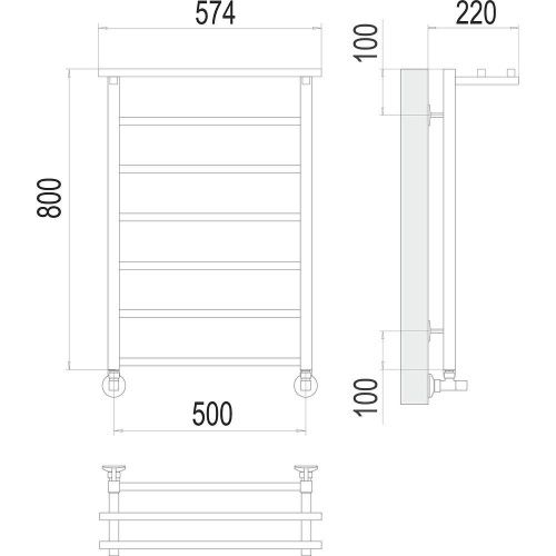 Полотенцесушитель Terminus 4670078529718 57х80 водяной хром - фото 3