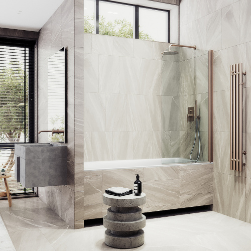 Душевая шторка на ванну Maybah Glass MGV-597-2 50х140 стекло прозрачное профиль бронза ориентация универсальная - фото 3