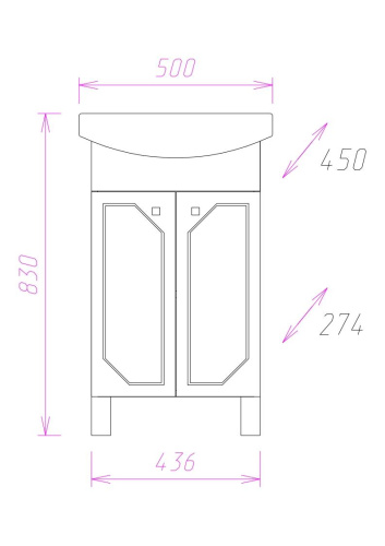 Тумба под раковину Onika Канны 105003 44х27х68 напольная - фото 3