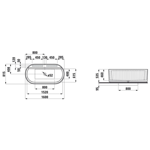 Ванна из искусственного камня Laufen Sonar 2.2134.2.000.000.1 160х82 отдельностоящая овальная - фото 2