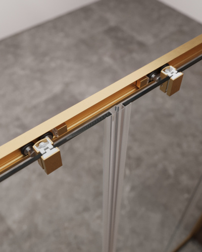 Душевая дверь Cezares MOLVENO MOLVENO-BF-2-170-C-BORO-IV 170х195 стекло прозрачное профиль золото брашированное - фото 3