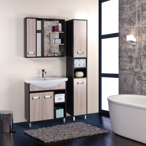 Зеркало-шкаф Onika Гамма 207518 75х15х71 подвесной цвет коричневый - фото 2