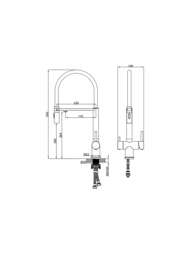 Смеситель для кухни AltroBagno Flusso AltroBagnoFlusso050203GM на мойку оружейная сталь - фото 3