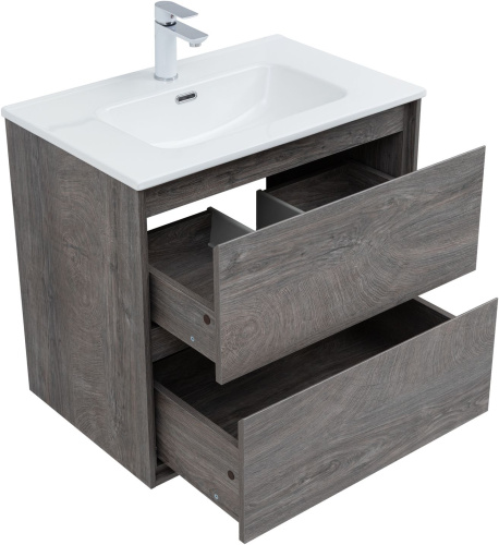 Тумба под раковину Aquanet Милан 00336373 70х45х64 подвесная цвет темное дерево - фото 3