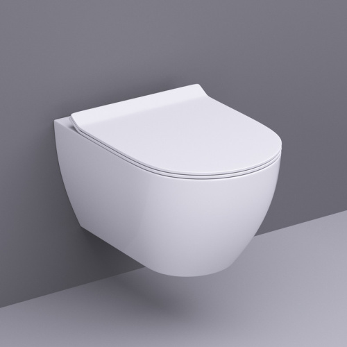 Унитаз подвесной Bond Oval F01-10 белый с сиденьем микролифт безободковый душевой смыв - фото 2