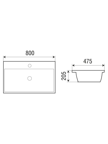 Раковина из санфаянса WeltWasser WW SK 48 см 10000004639 встраиваемая цвет белый глянцевый 1 отверстие под смеситель - фото 2