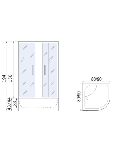 Душевой уголок River DON 10000000698 80х80 стекло матовое профиль хром матовый без поддона - фото 2