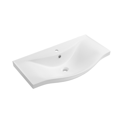 Раковина из сантехнического фарфора Wellsee Bisou 151207000 80х45 подвесная цвет белый глянцевый 1 отверстие под смеситель - фото 2