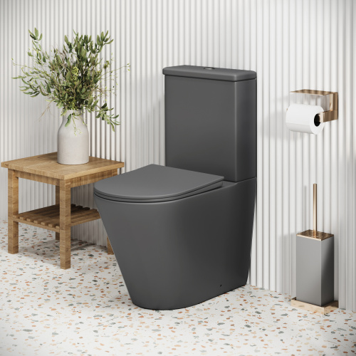 Унитаз напольный с бачком Grossman Color GR-4480GMS серый матовый с сиденьем микролифт безободковый каскадный смыв - фото 5