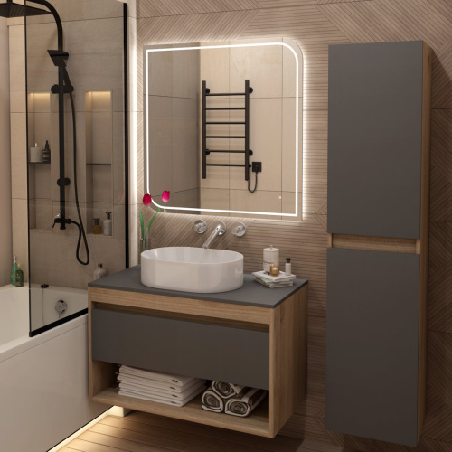 Тумба под раковину Teymi Ritta T60532 85х45х52 подвесная цвет дуб/графит - фото 4