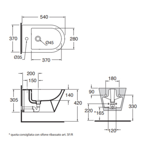Биде Azzurra FORMA FMBKS000000MBI*1 подвесное - фото 2