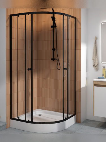 Душевой уголок Teymi Lina T00504 90х90 стекло прозрачное профиль черный с поддоном - фото 4