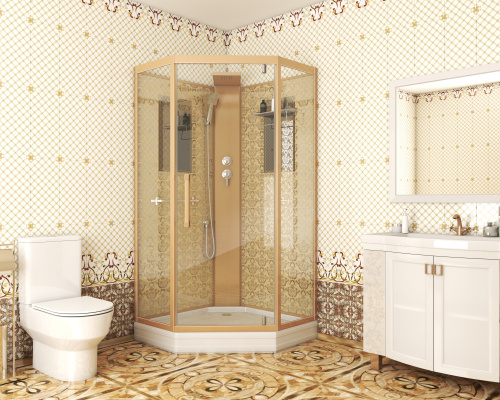 Душевая кабина Niagara Luxe 7717GBK 100х100 трапеция без крыши ориентация универсальная - фото 2