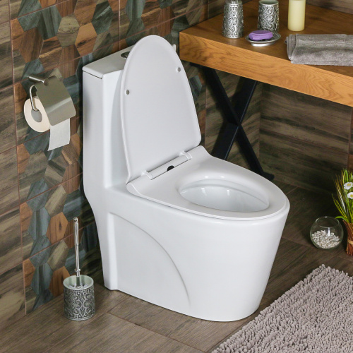 Унитаз напольный с бачком Melana 2010-805 белый с сиденьем микролифт безободковый душевой смыв - фото 3